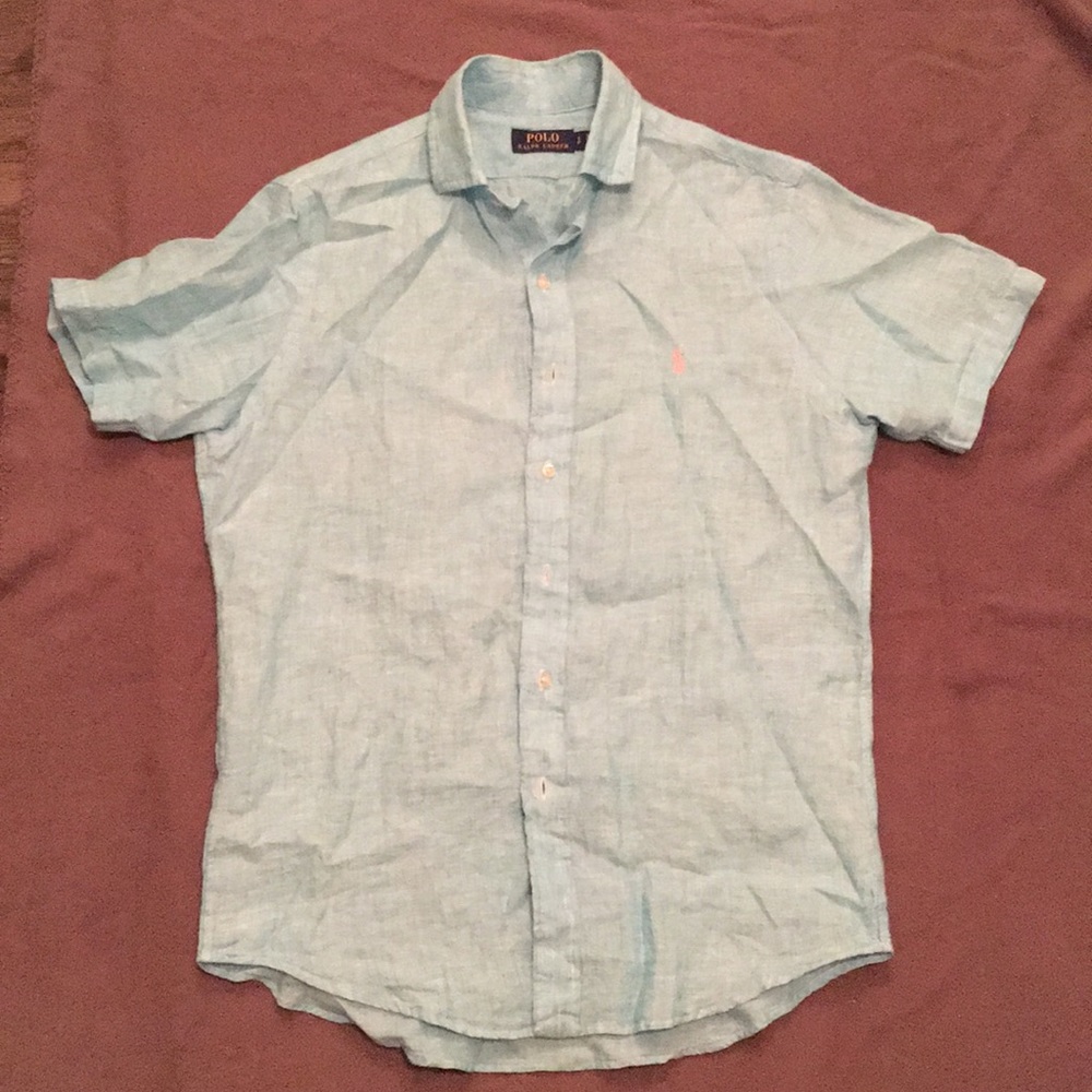 Polo Ralph Lauren Linen Shirt (baby blue / pink)